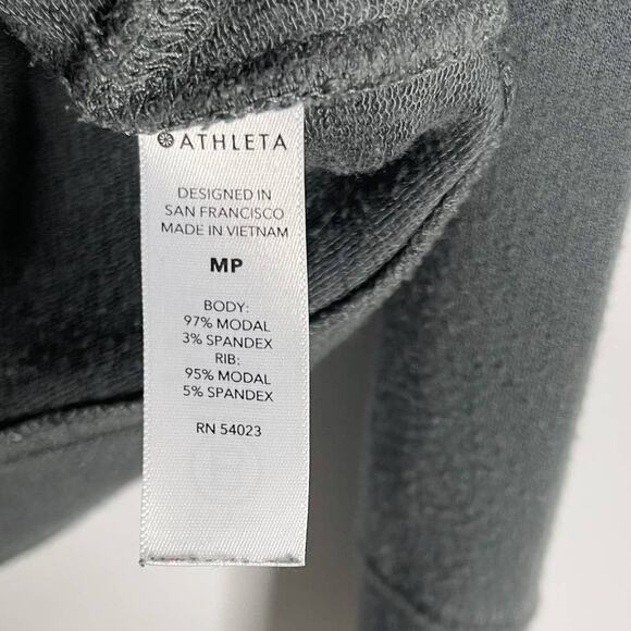 Athleta Small S Gray Mindset Sweatshirt Modal Blend Crew Neck Tulip Hem Casual - Picture 6 of 7